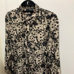 Printed long sleeve button down